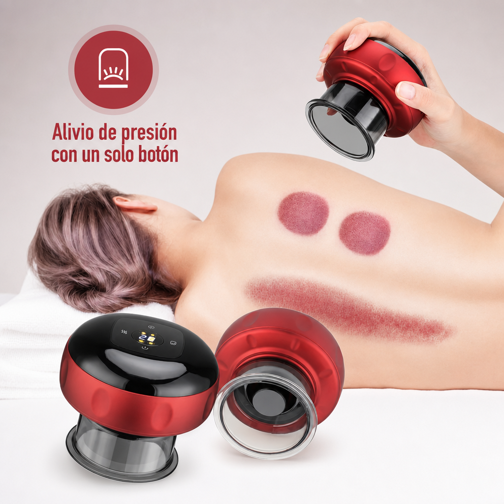 ReliefPath aplicado sobre la espalda, con las marcas circulares de la succion