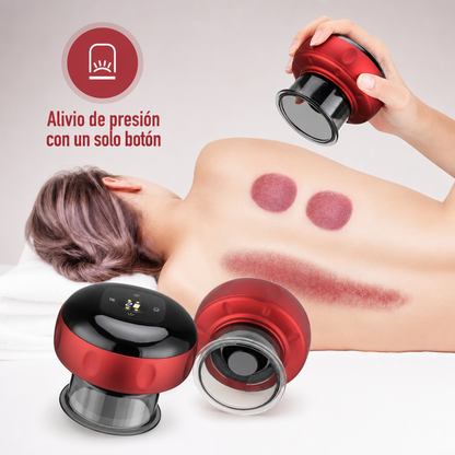 ReliefPath aplicado sobre la espalda, con las marcas circulares de la succion
