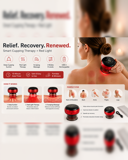ReliefPath™ Smart Cupping + Red Light Therapy Device